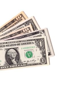 Fan of various US dollar bills