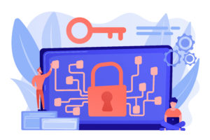 Cryptography and encryption concept vector illustration.